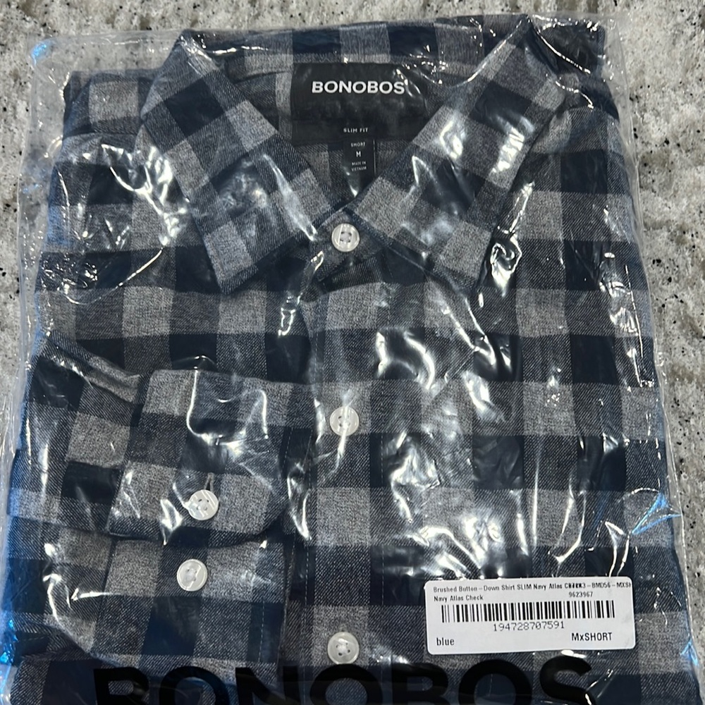 NWT Bonobos Button Down Long Sleeve Flannel Slim Fit Shirt